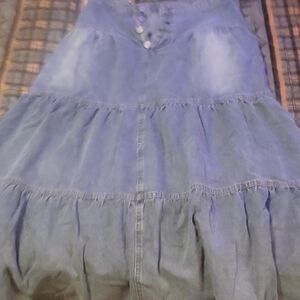 Elegant Blue Tiered Maxi Skirt